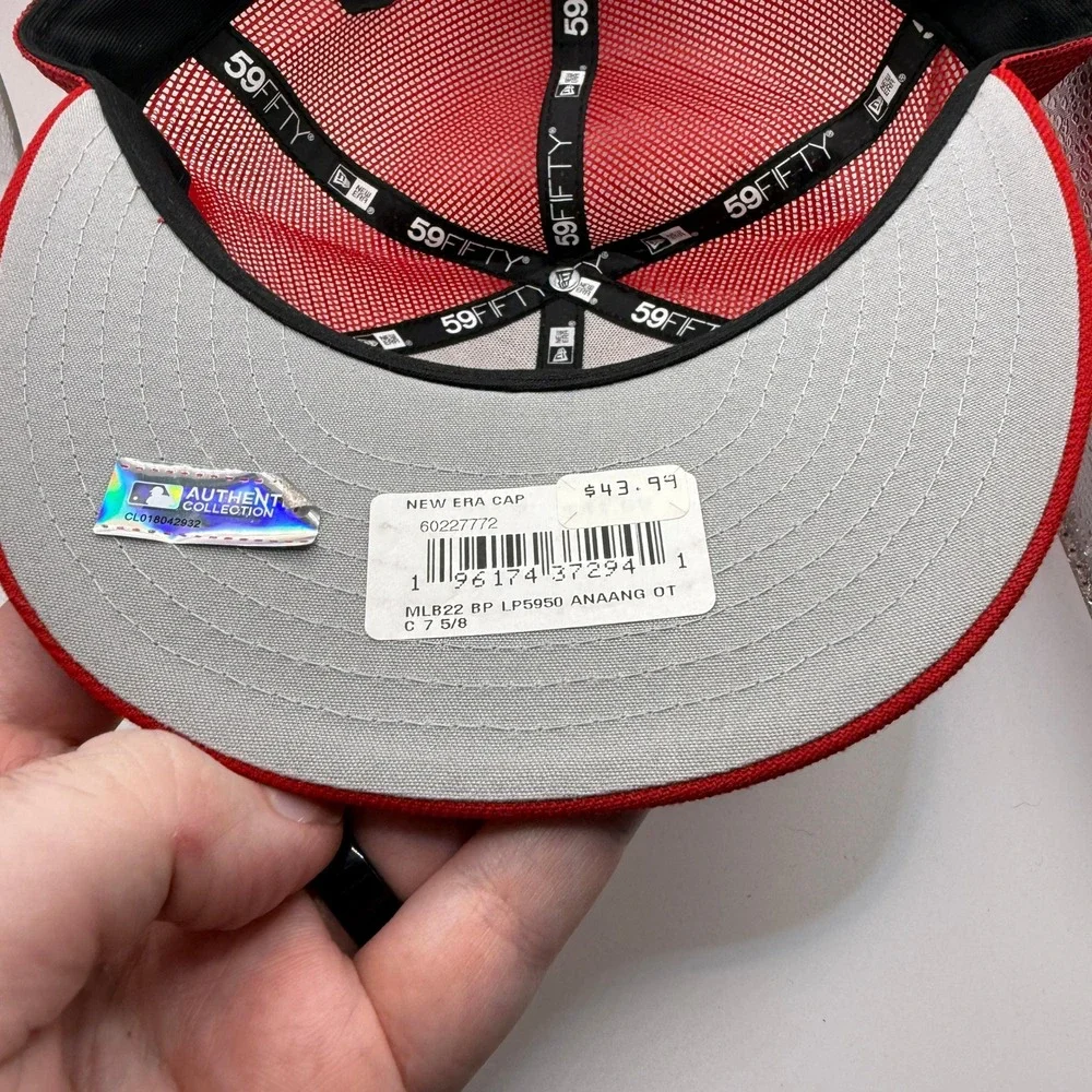 New Era 59FIFTY Low Profile‎ LA Angels Hat Red MLB Batting Practice Cap 7 5/8